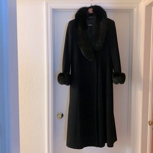 Steve by Searle long wool coat with fox trim